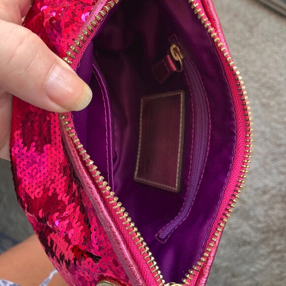 Magenta Coach Poppy Sequin Chain Limited Edition Demi Bag NWT - Picture 6 of 7